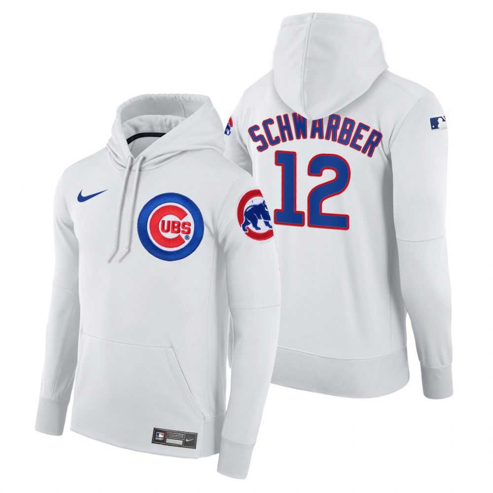 Men Chicago Cubs 12 Schwarber white home hoodie 2021 MLB Nike Jerseys